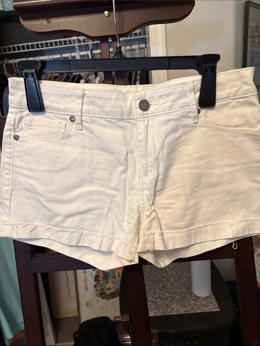 PAIGE Cream/Off-White Denim Shorts